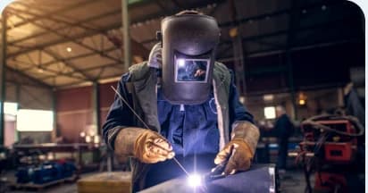Welder carrying out fabrication work